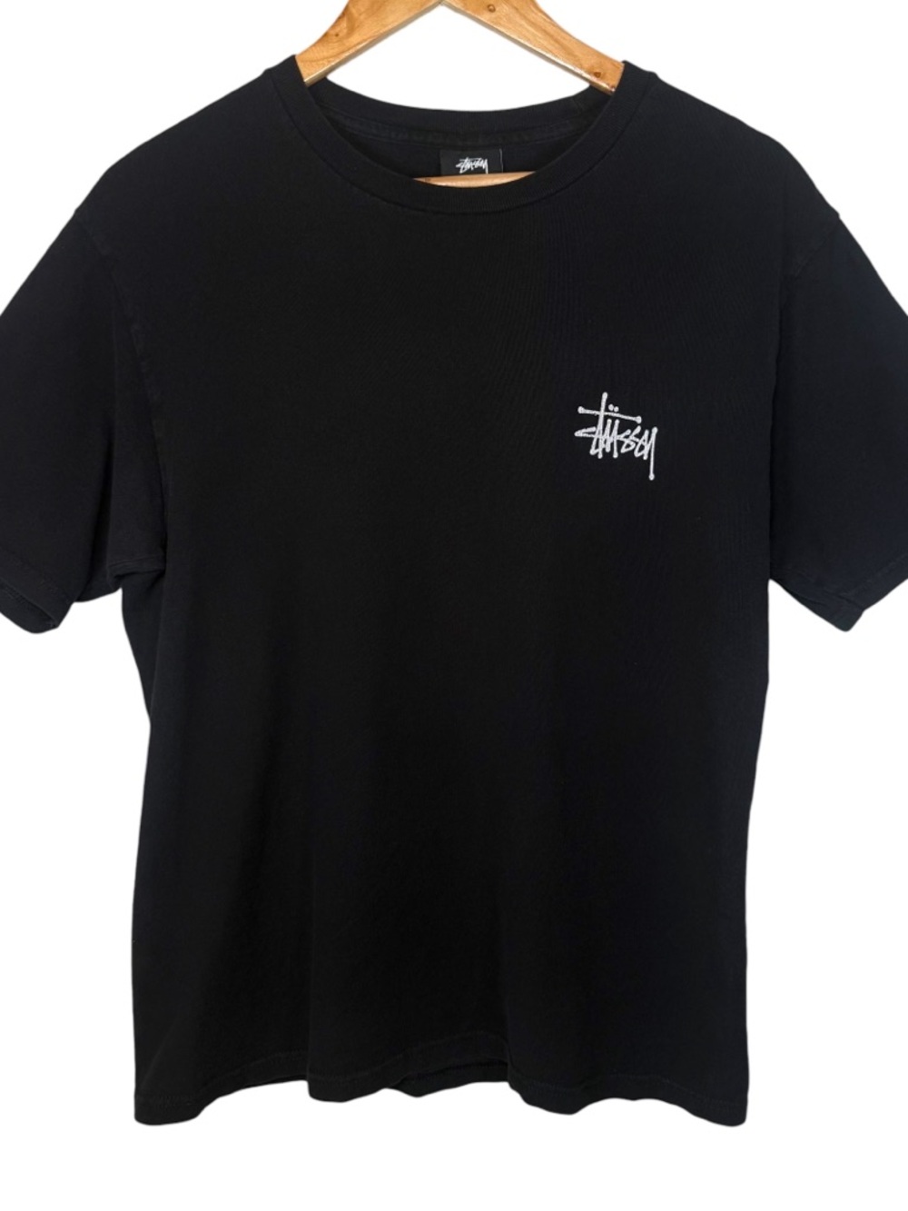 Stussy Black Logo Tee Size M Graphic Back Print Streetwear